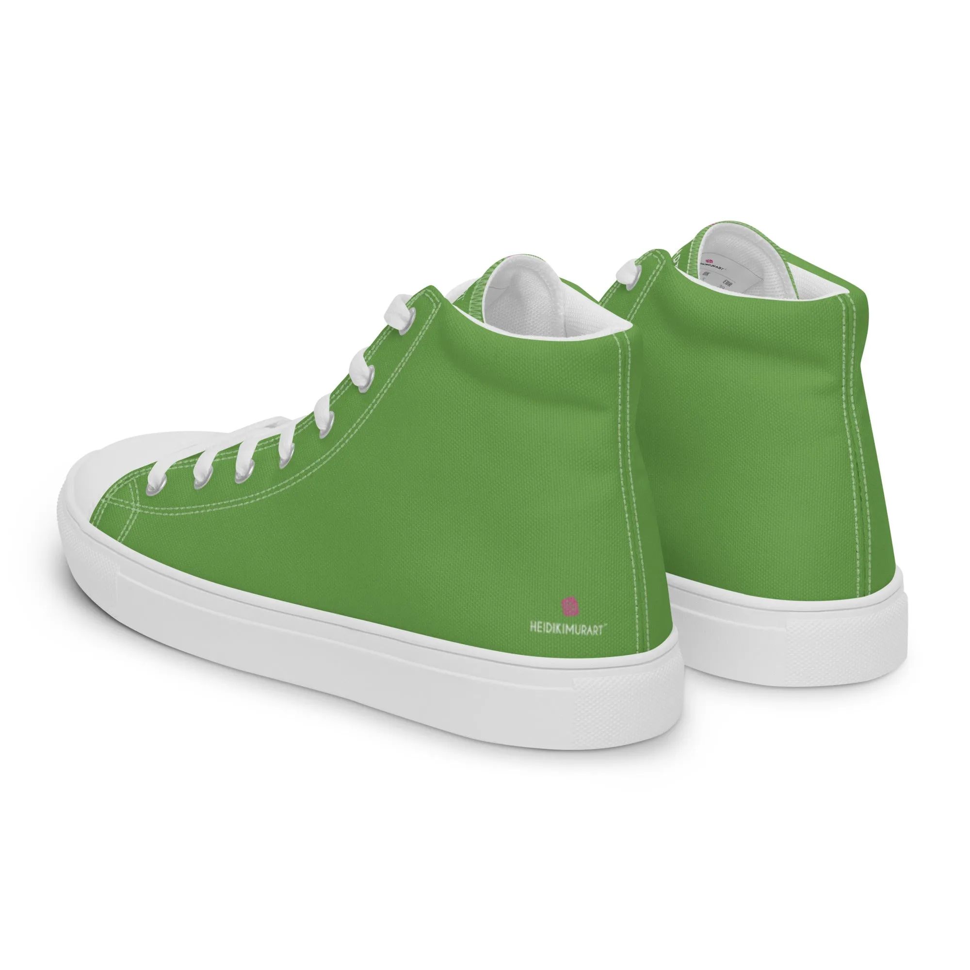 Apple Green Men's High Tops, Solid Green Color Men’s High Top Canvas Sneaker Shoes (US Size: 5-13)