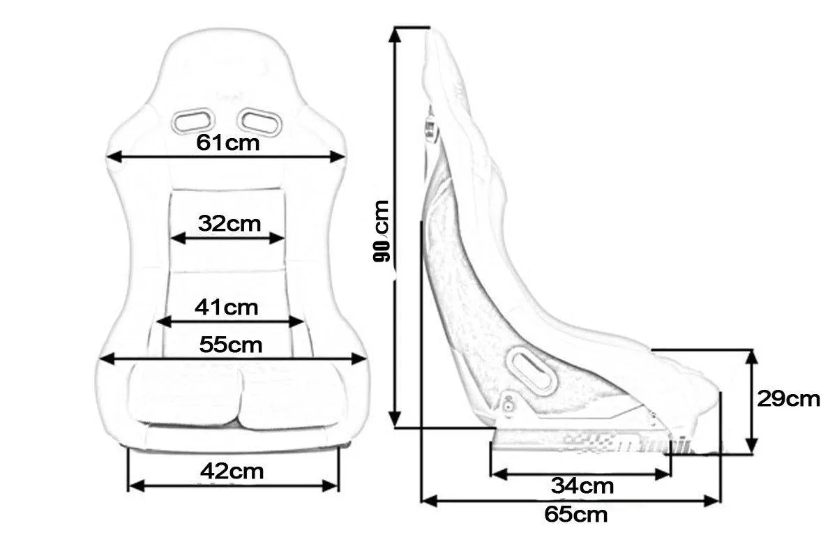 BB5 Suede Fibreglass Bucket Seat   Runners & Sidemounts EXTRA LARGE