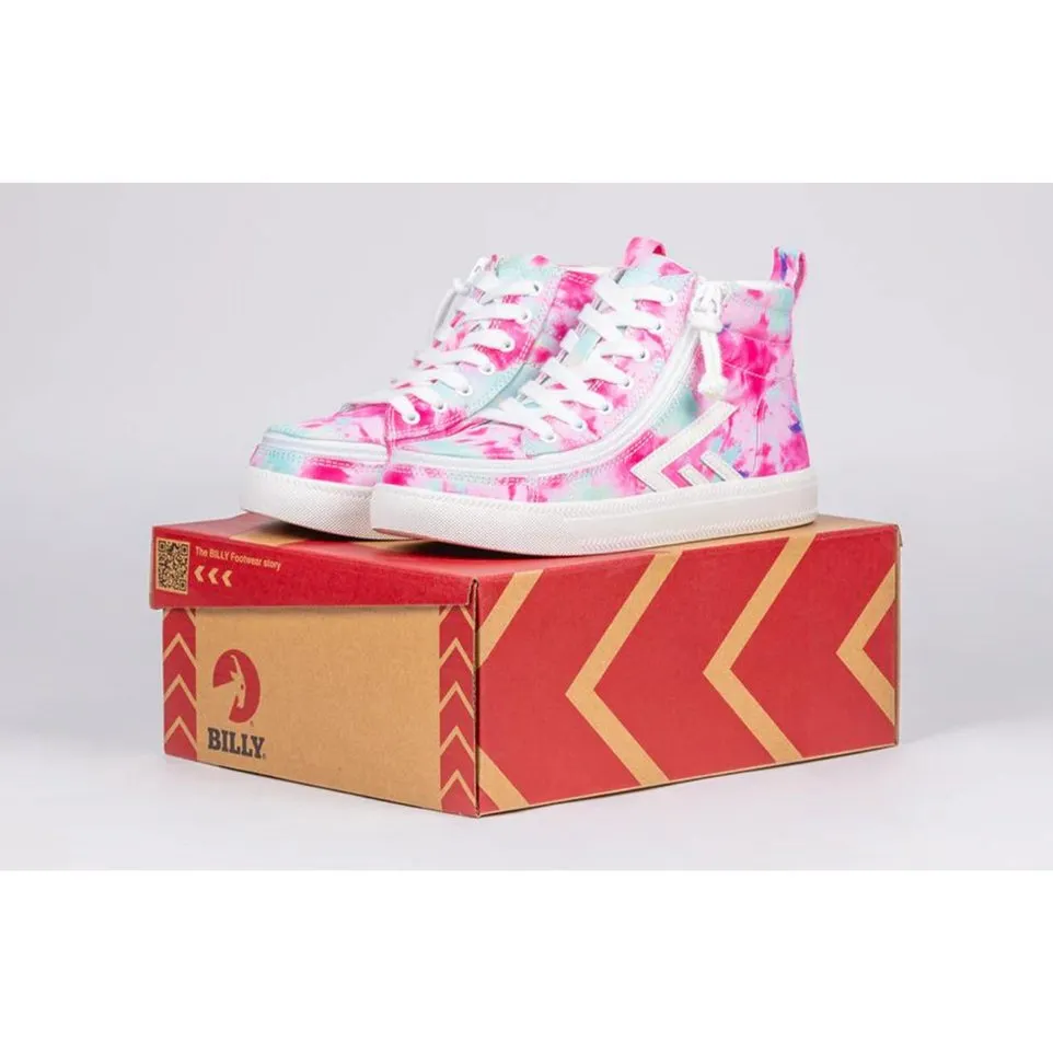 Billy Footwear (Kids) - Pink Watercolour Core Skate Canvas Shoes