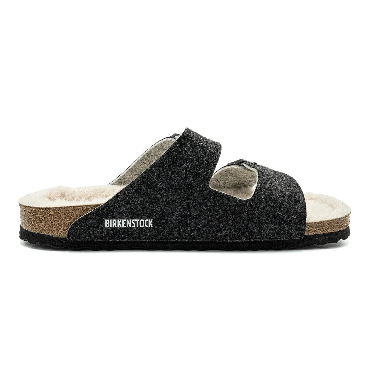 Birkenstock Arizona Shearling Sandals Sliders Fabric Grey Colour For Women