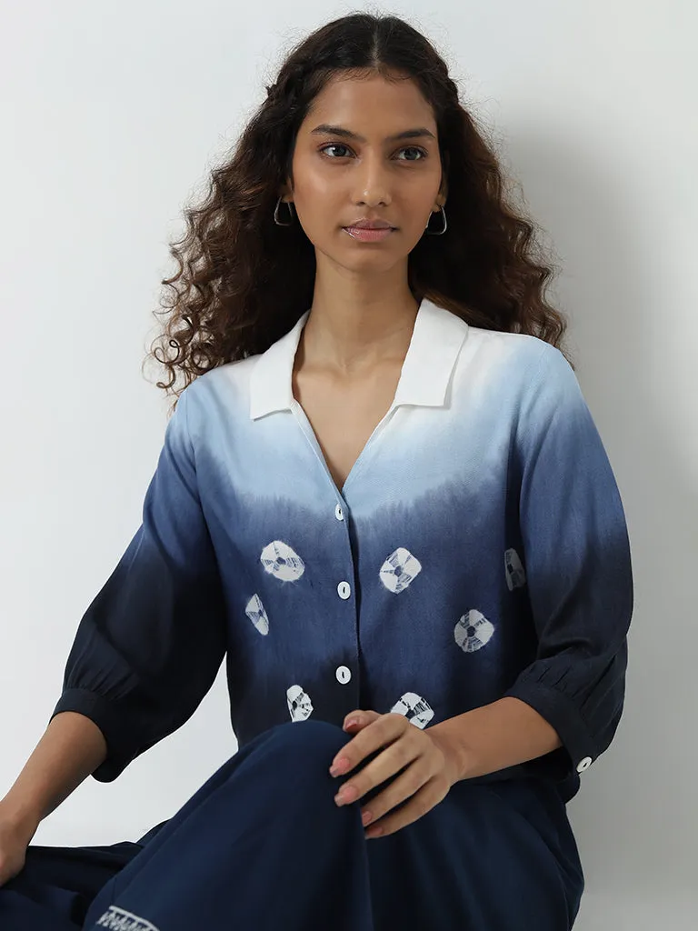 Bombay Paisley Navy Ombre Design Shirt