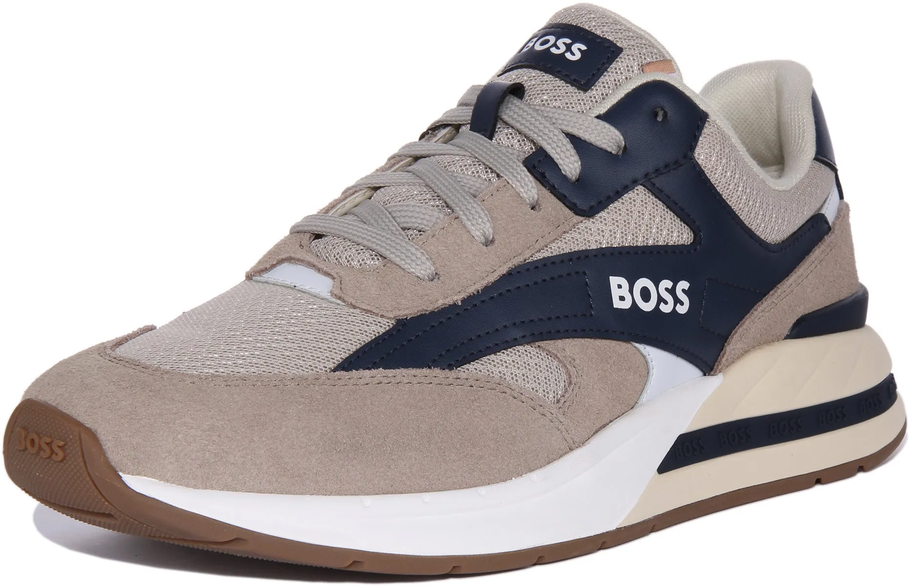 Boss Kurt Runn In Beige Blue For Men