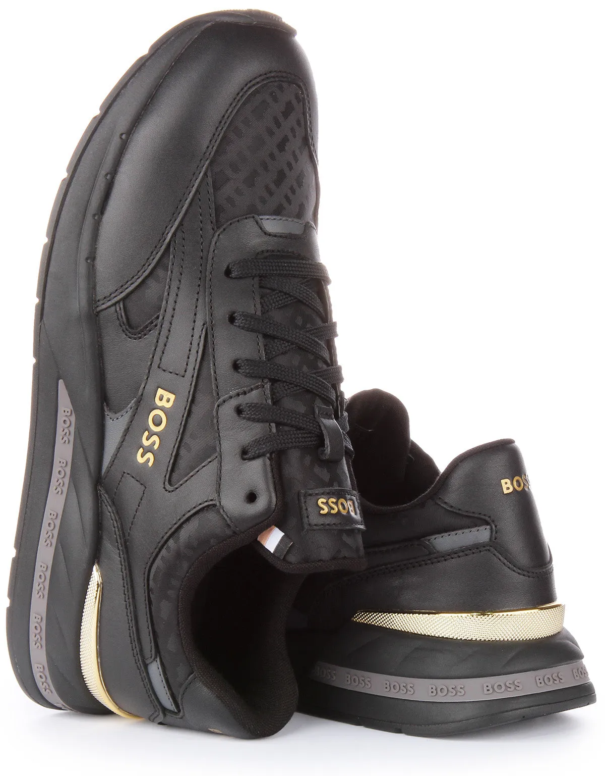 Boss Kurt Runner In Black Gold For Men