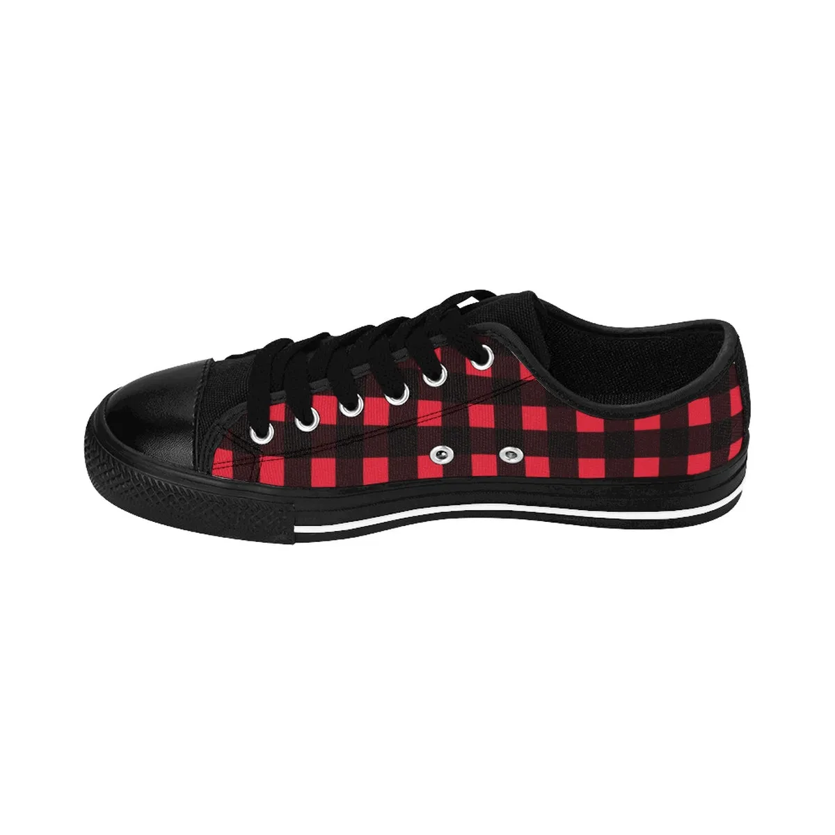 Buffalo Red Men's Sneakers, Red Buffalo Best Plaid Print Designer Low Top Running Shoes (US Size: 6-14)