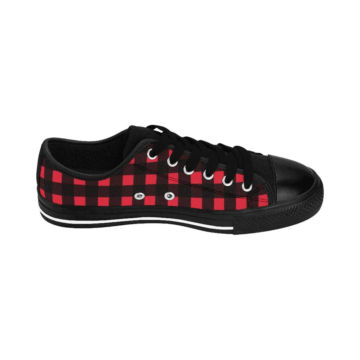 Buffalo Red Men's Sneakers, Red Buffalo Best Plaid Print Designer Low Top Running Shoes (US Size: 6-14)