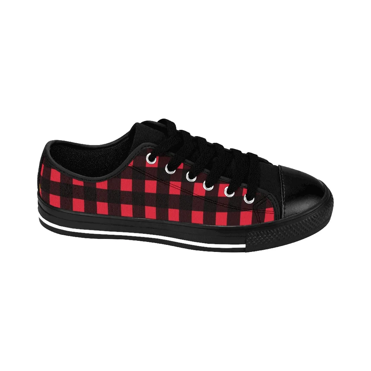 Buffalo Red Men's Sneakers, Red Buffalo Best Plaid Print Designer Low Top Running Shoes (US Size: 6-14)