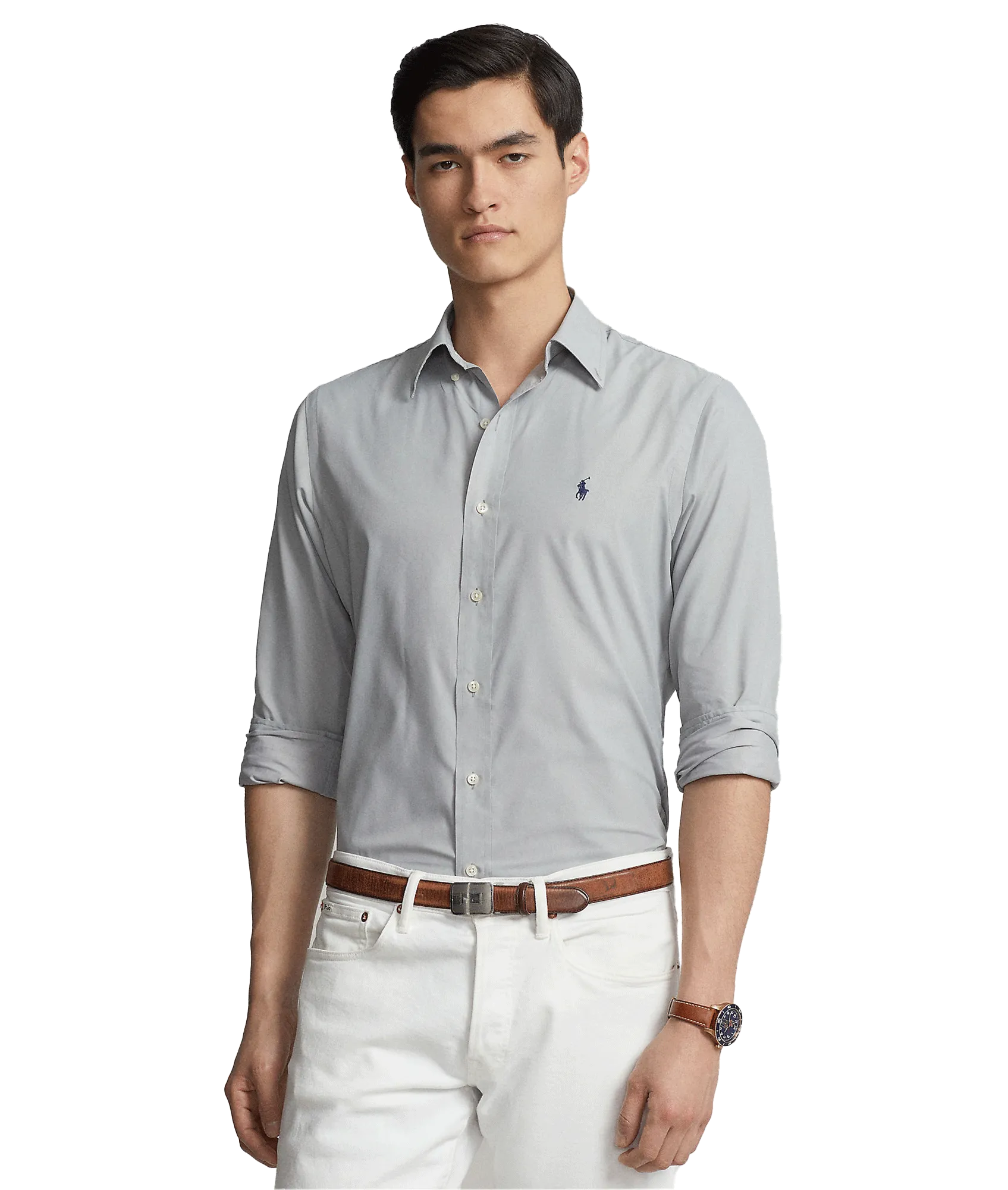 Classic Fit Performance Twill Shirt - Grey