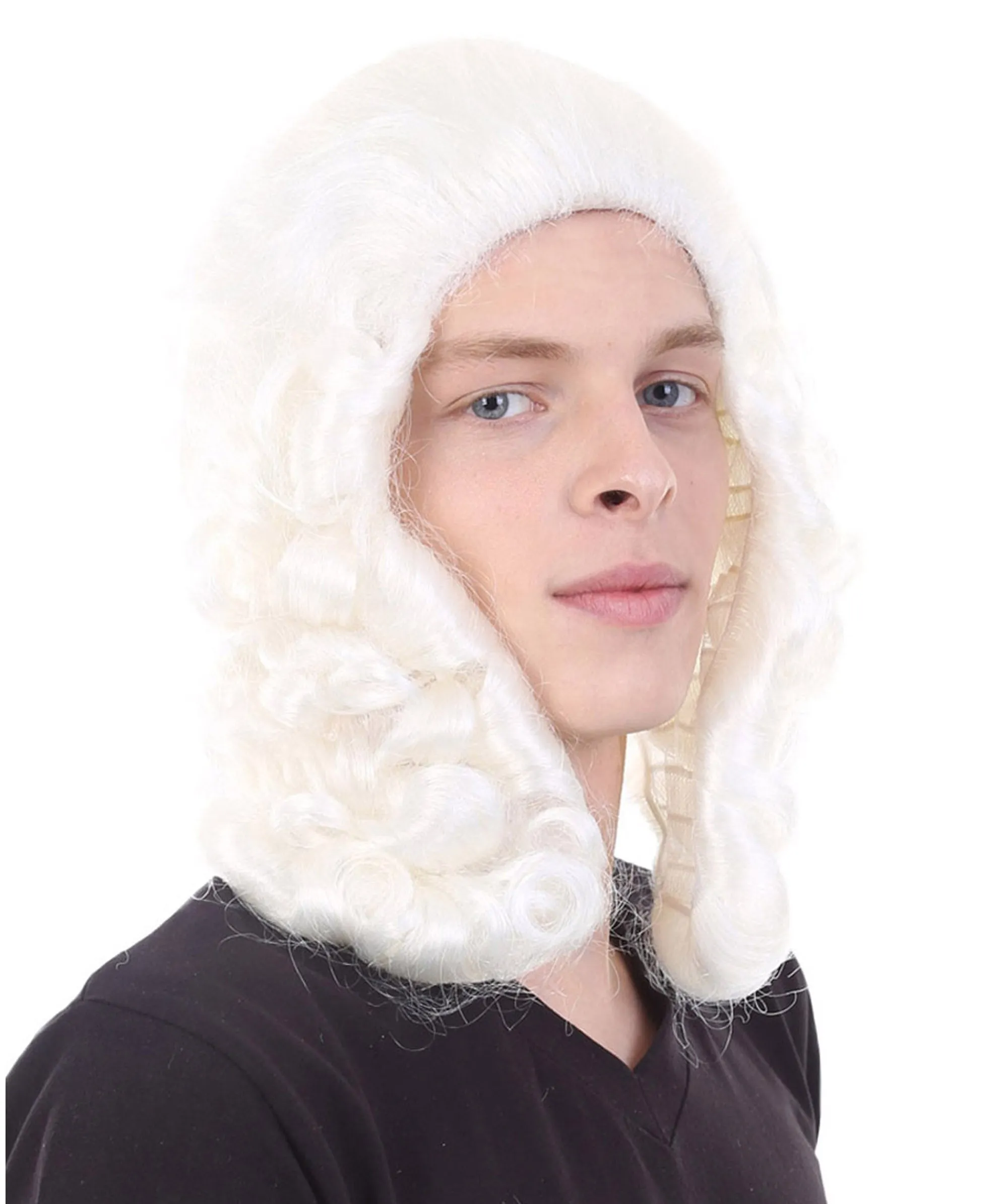 Colonial Judge Mens White Wig | Cosplay Halloween Wig | Premium Breathable Capless Cap