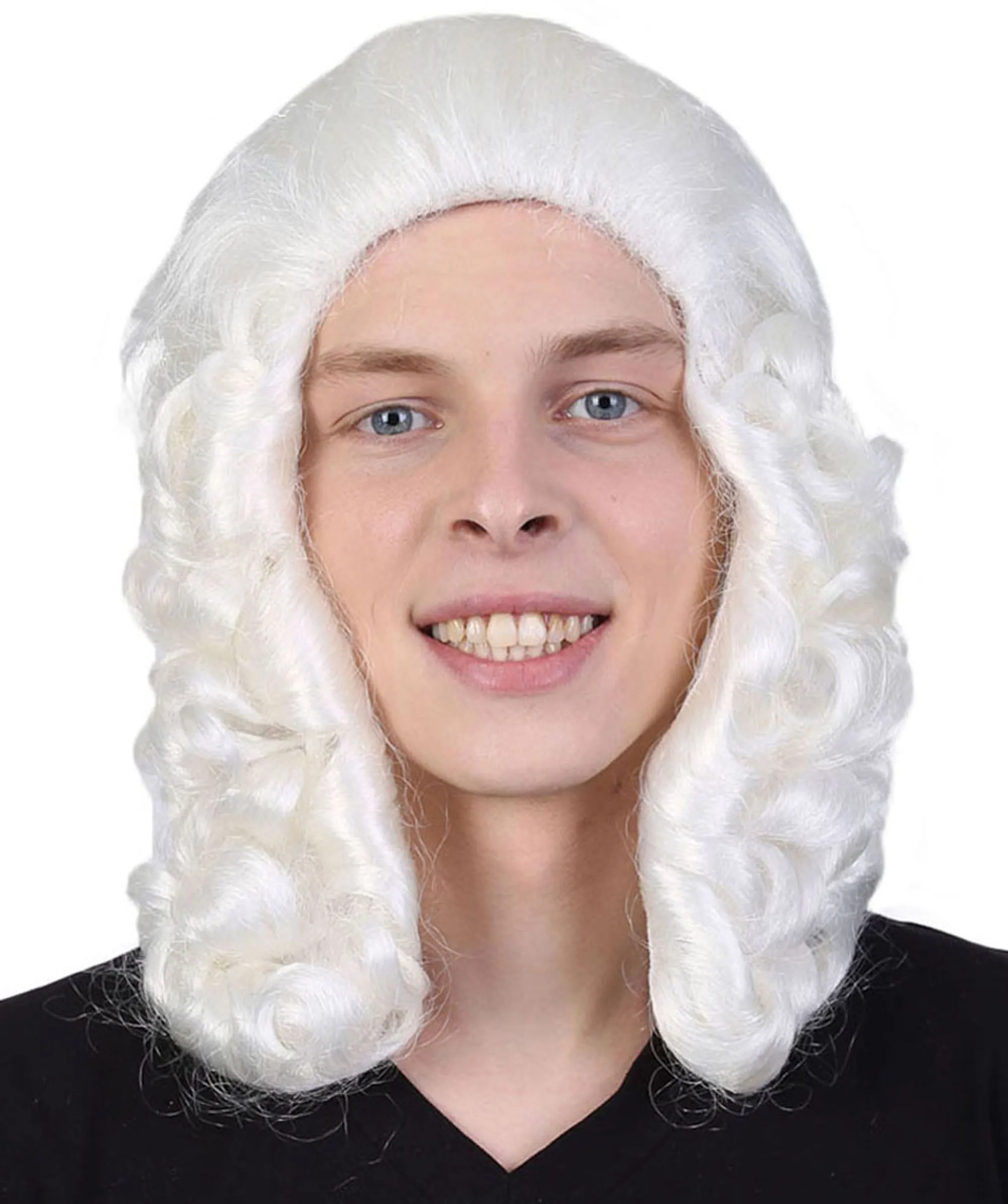 Colonial Judge Mens White Wig | Cosplay Halloween Wig | Premium Breathable Capless Cap