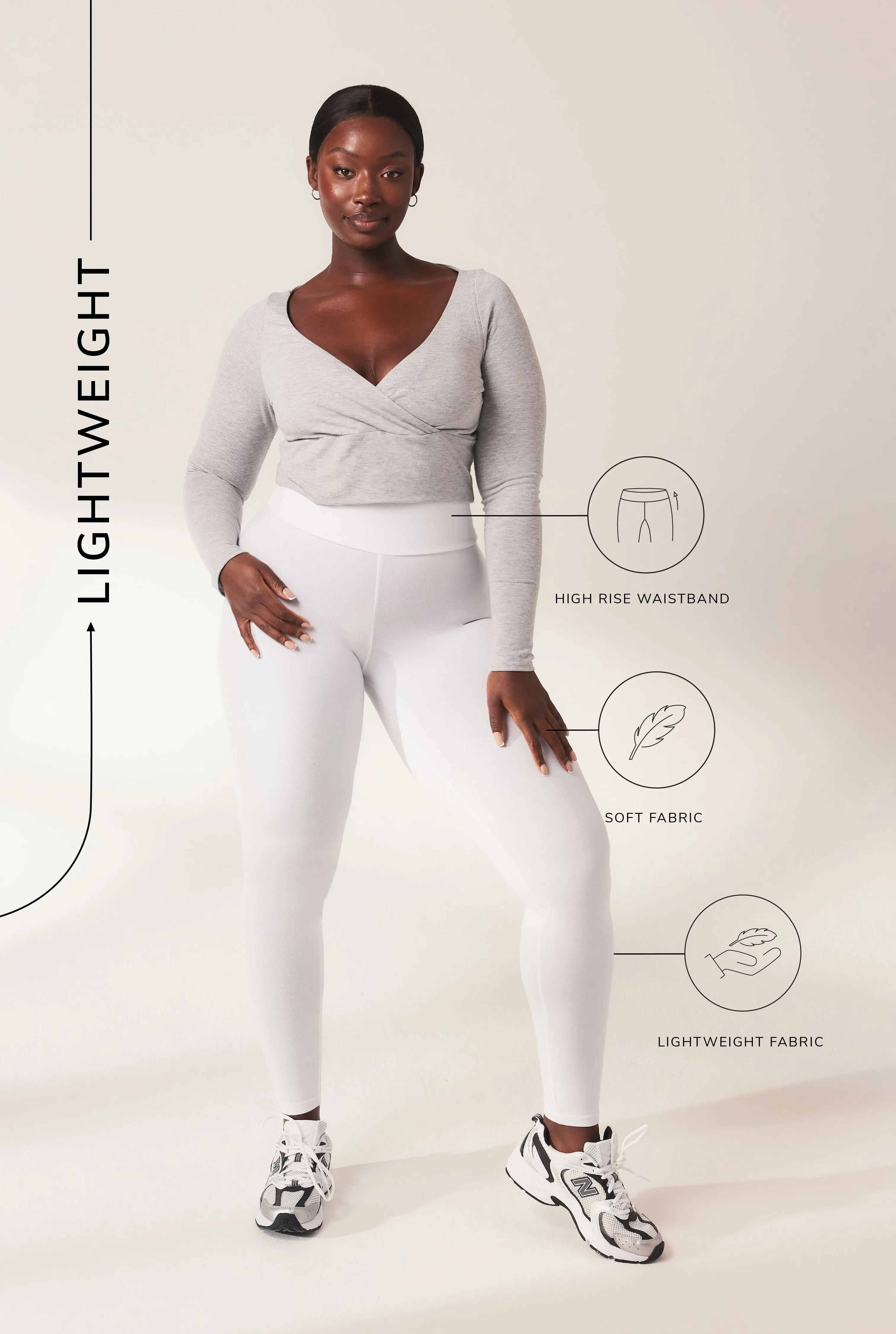 Curve Lightweight Everyday High Waisted Leggings - White