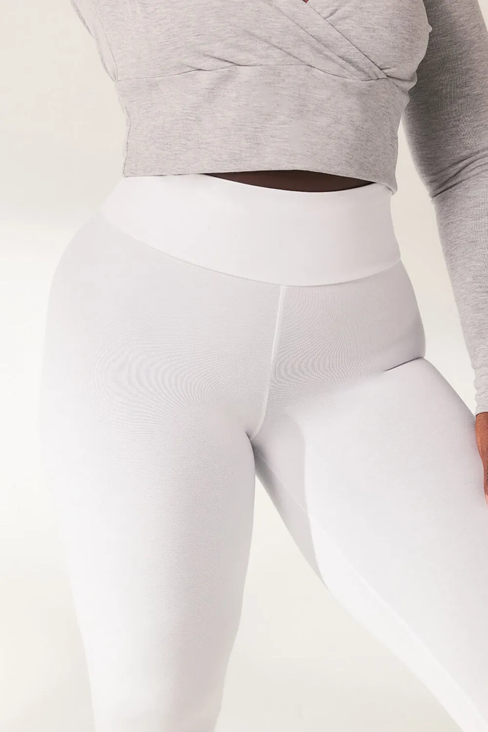 Curve Lightweight Everyday High Waisted Leggings - White