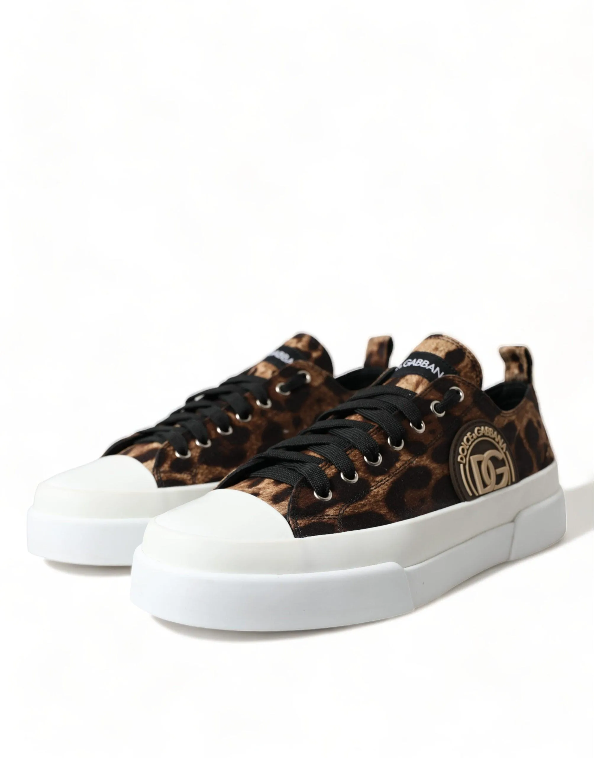 Dolce & Gabbana Brown Leopard Canvas Sneakers Shoes