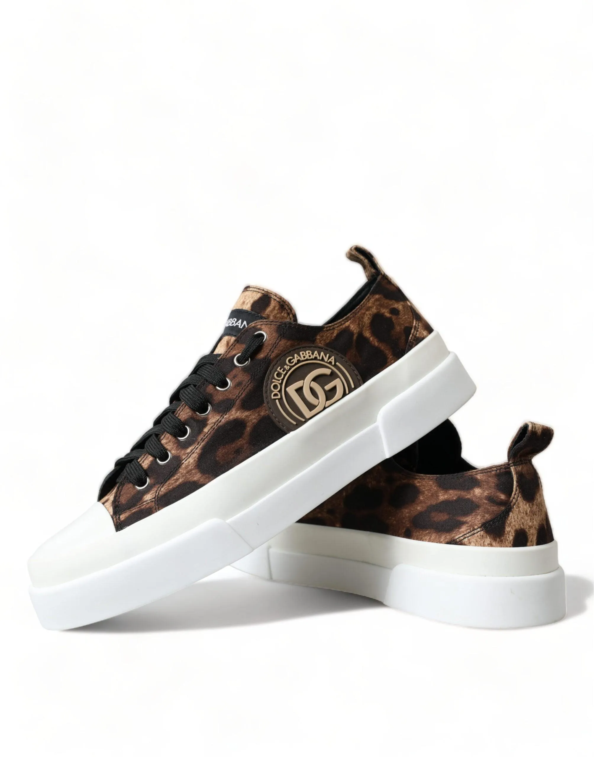 Dolce & Gabbana Brown Leopard Canvas Sneakers Shoes