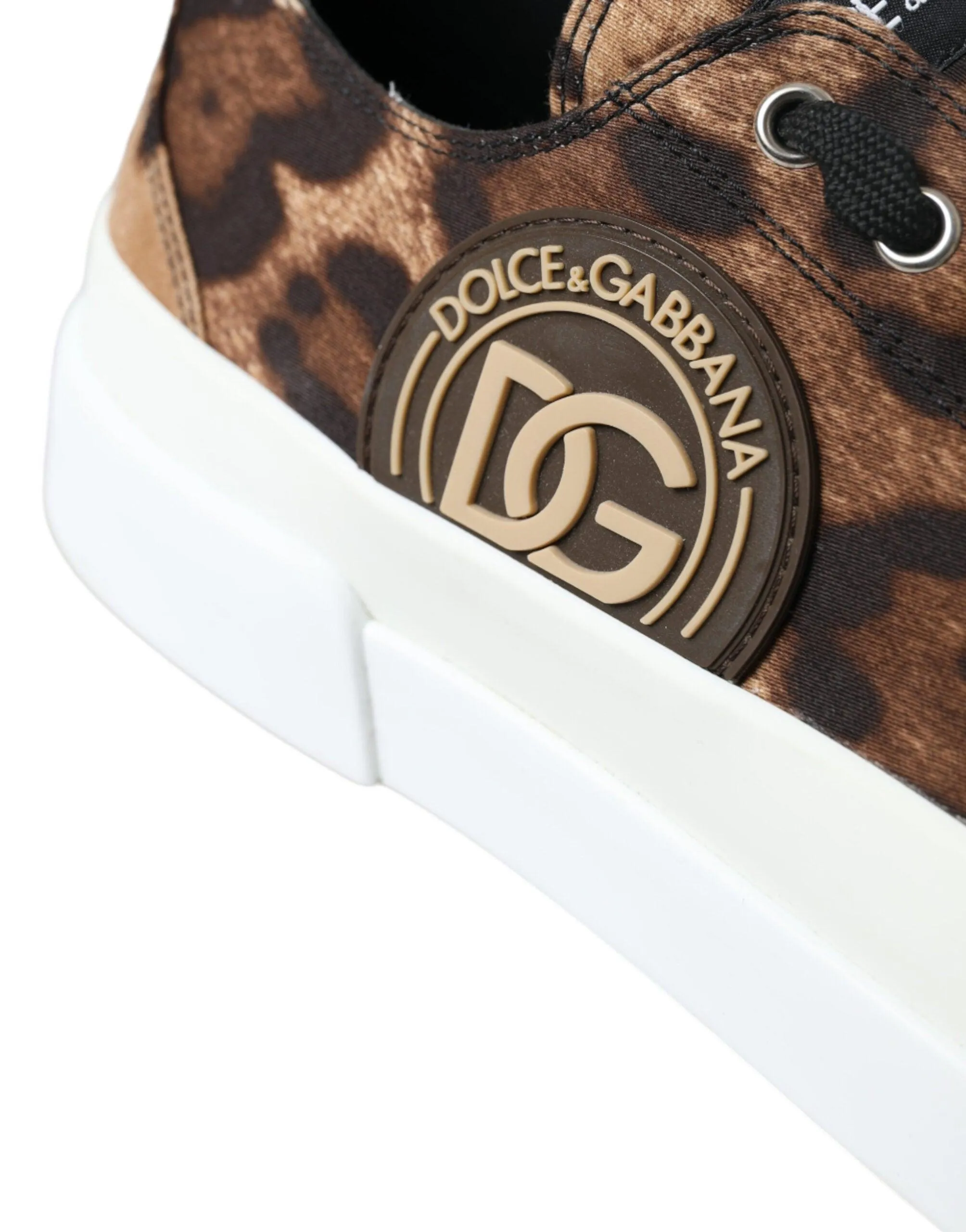 Dolce & Gabbana Brown Leopard Canvas Sneakers Shoes