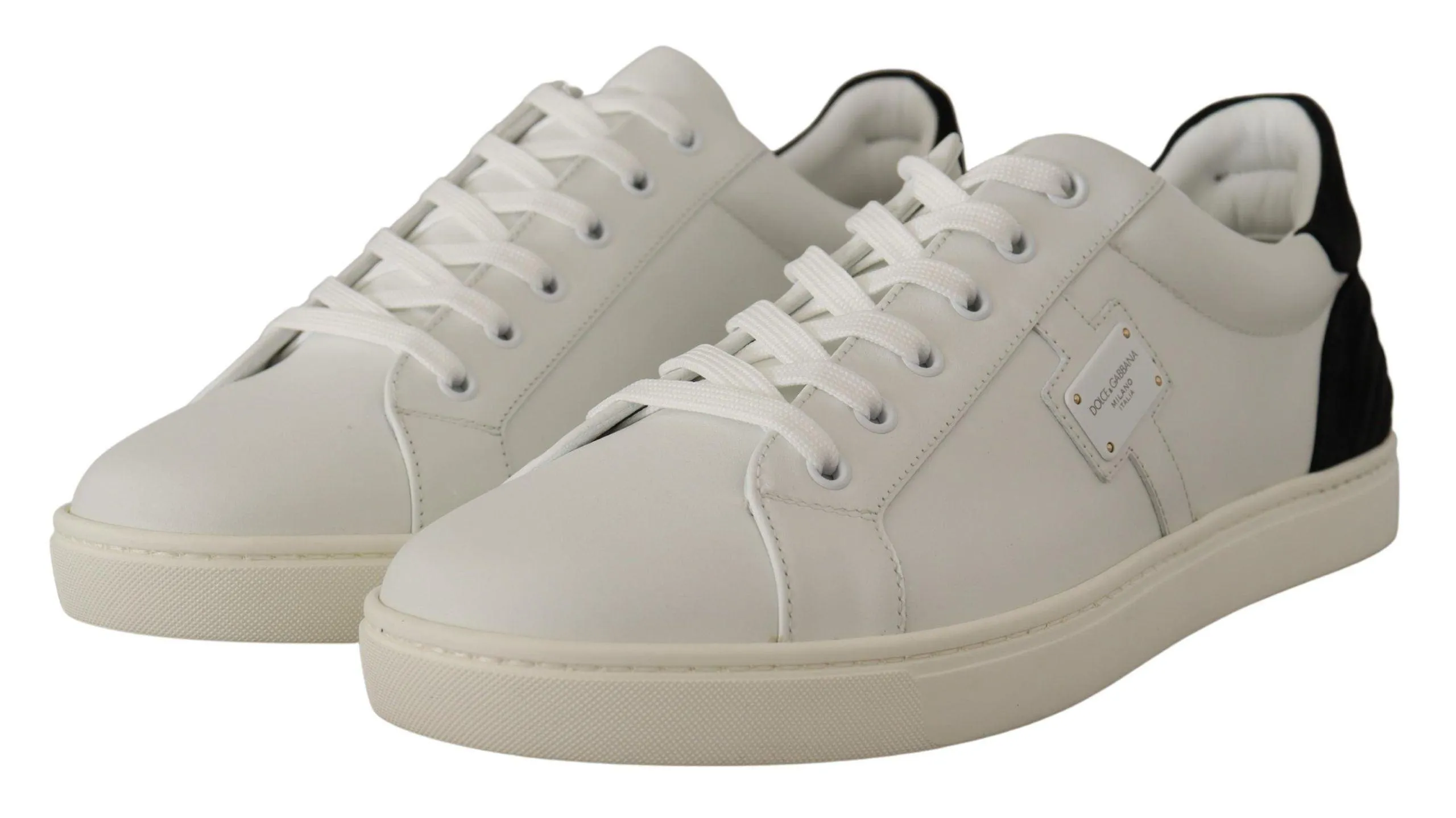 Dolce & Gabbana White Suede Leather Low Tops Sneakers