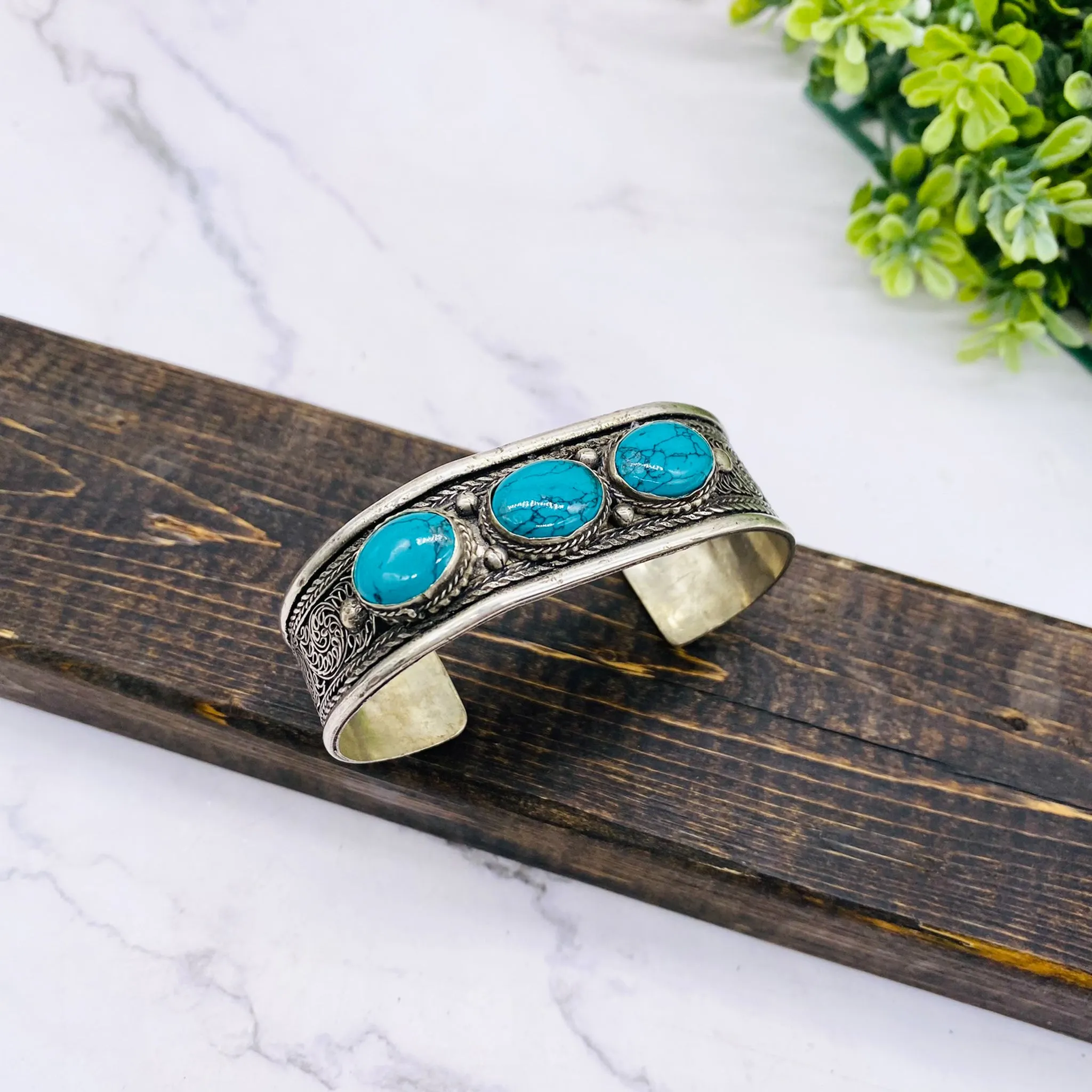 Filigree Design Lapis Lazuli Turquoise Bangle, Gemstone Cuffs, Handmade Jewelry, Gift For Her, Unique Bracelets, Bohemian Jewelry