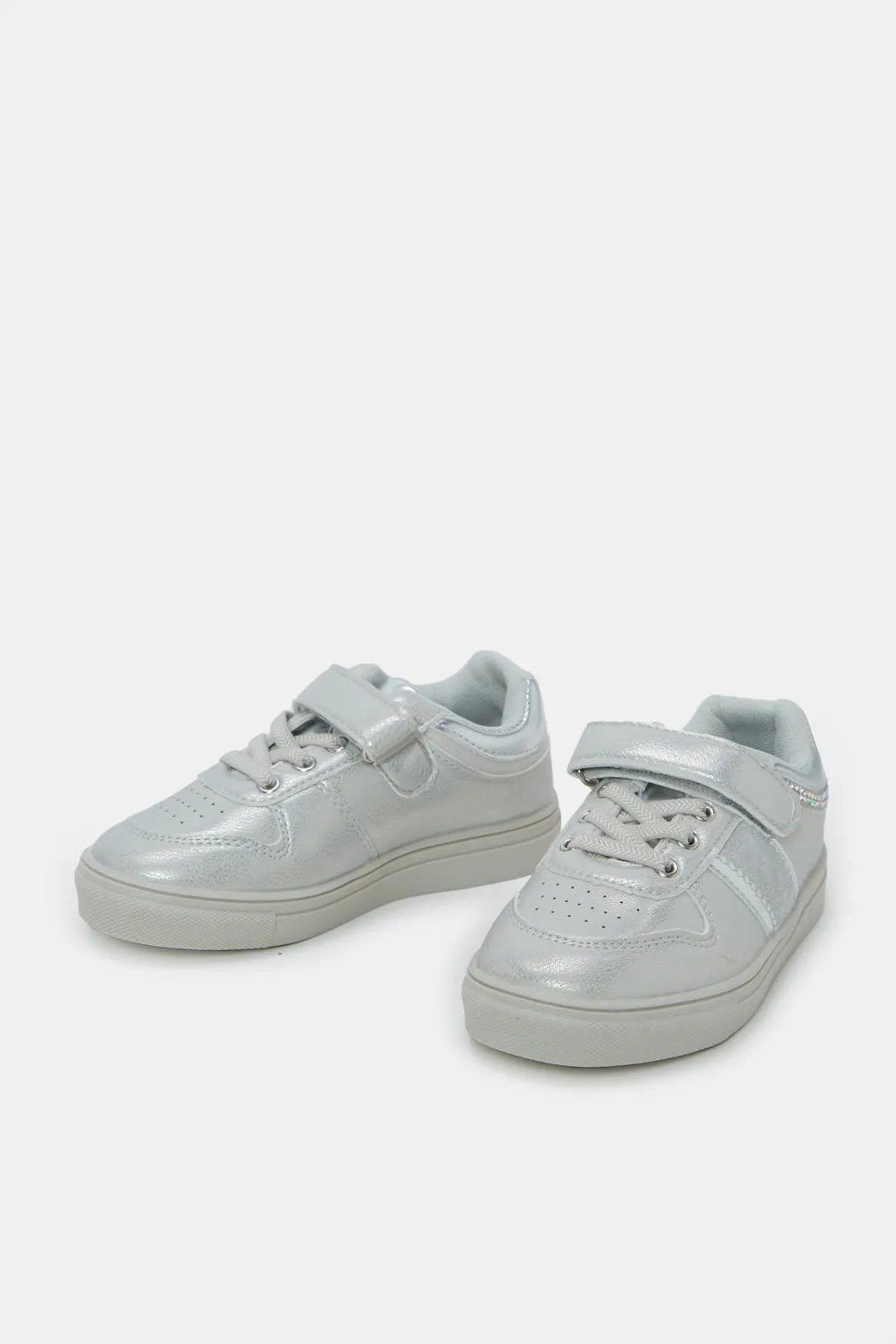 Girls Grey Velcro Strap Sneakers