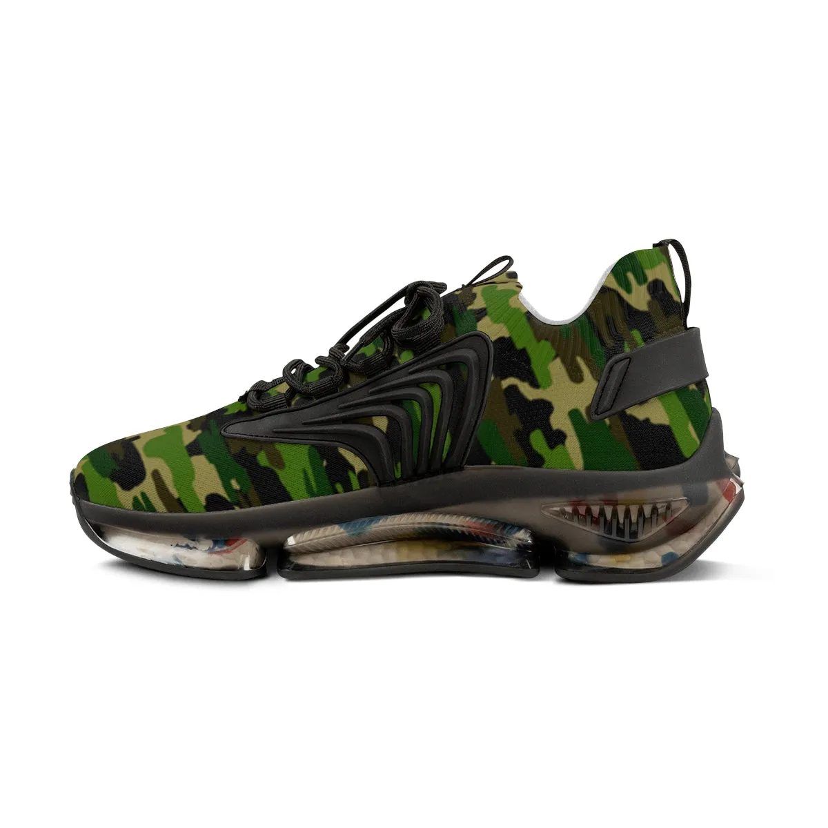 Green Camo Print Men's Shoes, Best Athletic Comfy Men's Mesh Sports Sneakers For Men (US Size: 5-12)