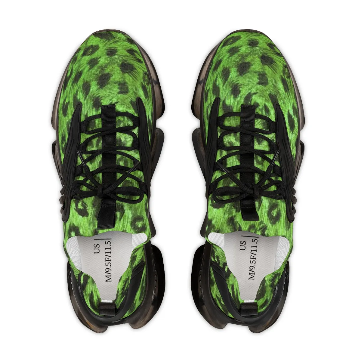 Green Leopard Print Men's Shoes, Best Leopard Animal Print Comfy Men's Mesh Sports Sneakers