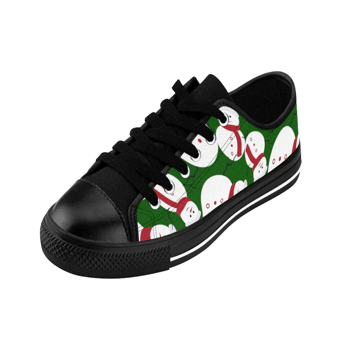 Green Snowman Christmas Men's Sneakers, Festive Christmas Print Men's Low Top Tennis Sports Canvas Shoes (US Size: 7-14)