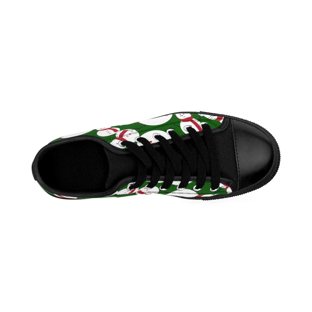 Green Snowman Christmas Men's Sneakers, Festive Christmas Print Men's Low Top Tennis Sports Canvas Shoes (US Size: 7-14)