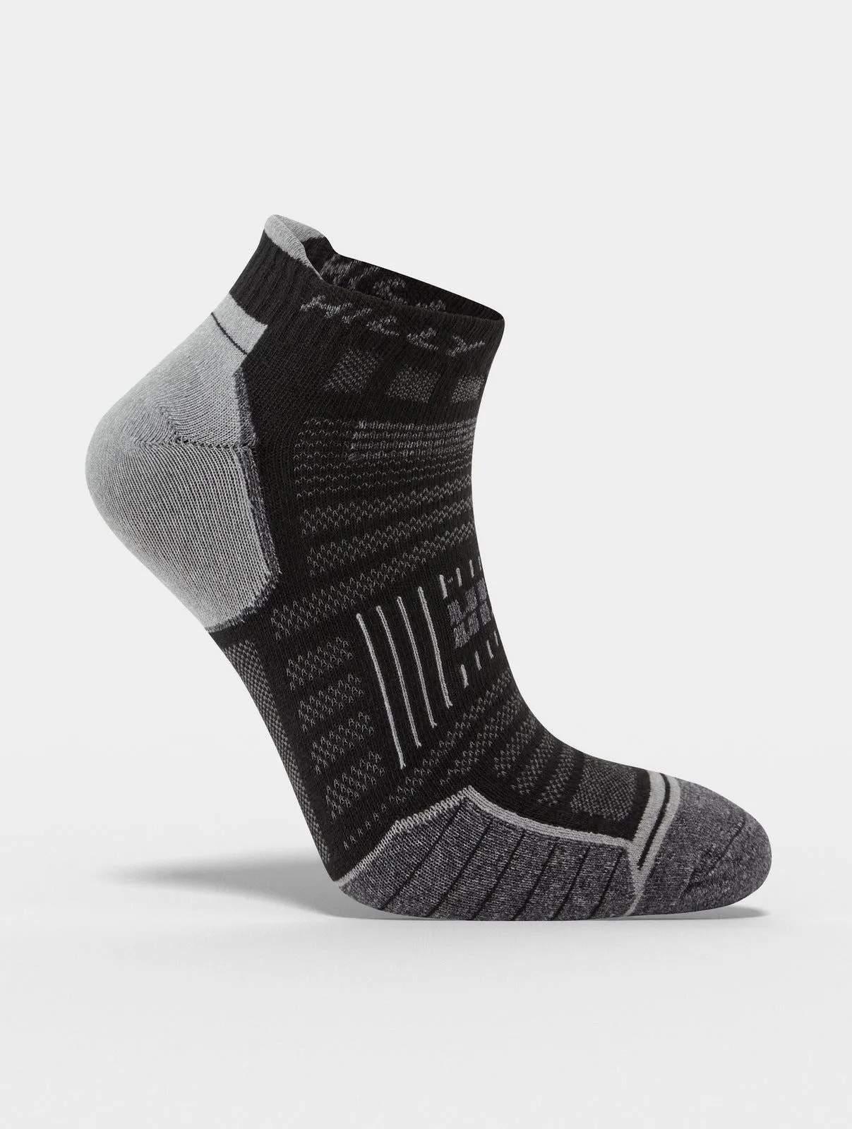 Hilly Unisex Twin Skin Socklet Sports Running Socks - Black / Grey Marl