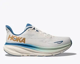 HOKA 男 Clifton 9 寬楦 路跑鞋 雙白色/金 HO1132210FTG