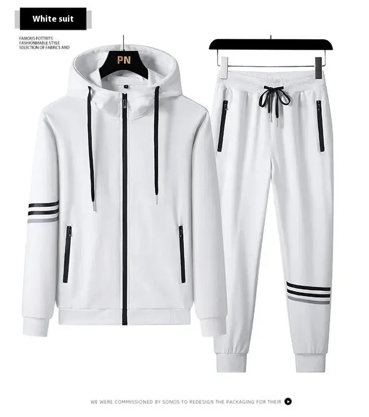 Men's Sports Pure Cotton Hooded Sweater Trousers Two-piece Set