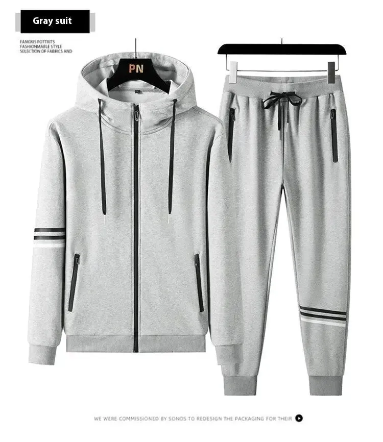 Men's Sports Pure Cotton Hooded Sweater Trousers Two-piece Set