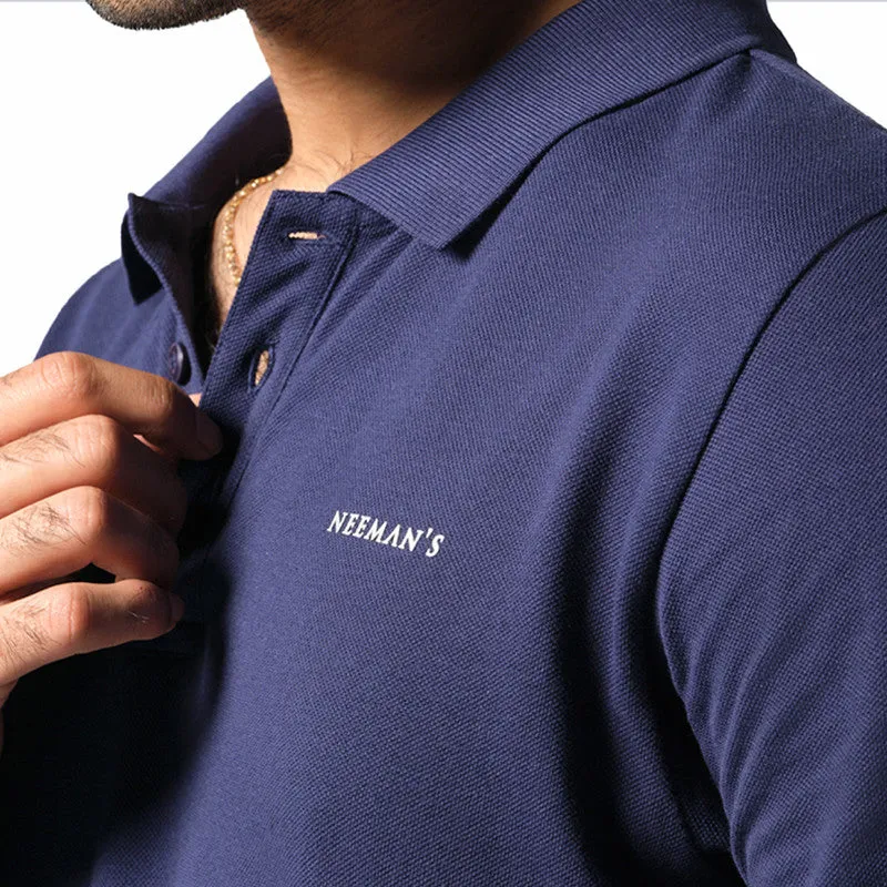 Neeman's Navy Polo T-Shirt for Men | Organic Cotton