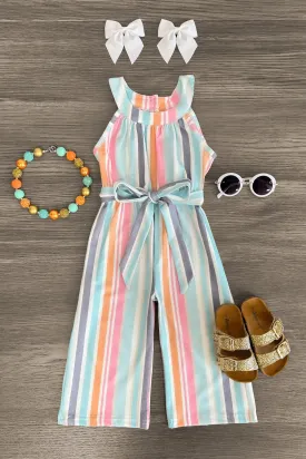 Pastel Stripe Sleeveless Jumpsuit