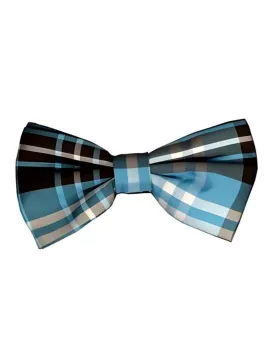 Plaid Pattern Turquoise and Black Bow Groomsmen Ties Men's Neck Ties - Mens Dress Tie - Trendy Mens Ties