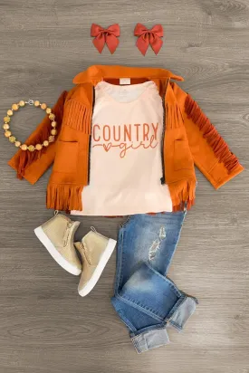 "Country Girl" Suede Fringe Jacket Set