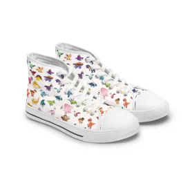 Rainbow Dinos- Women's High Top Sneakers