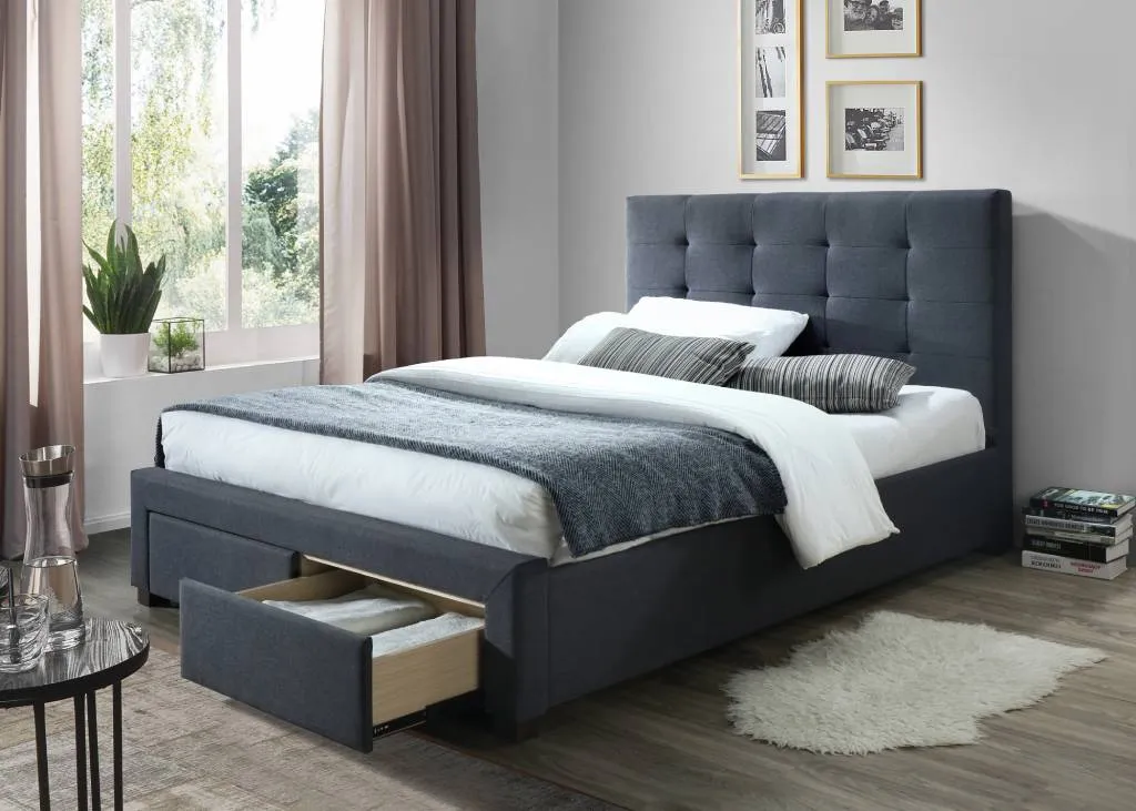 Rhodes Upholstered Double Bed Storage -Mid Grey