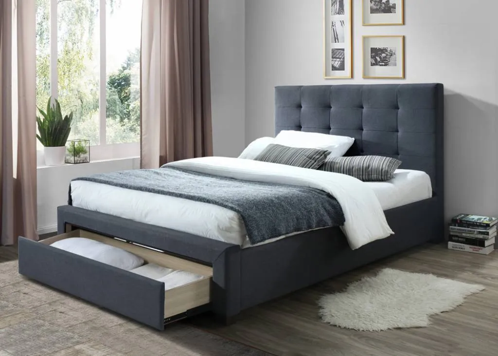 Rhodes Upholstered Double Bed Storage -Mid Grey