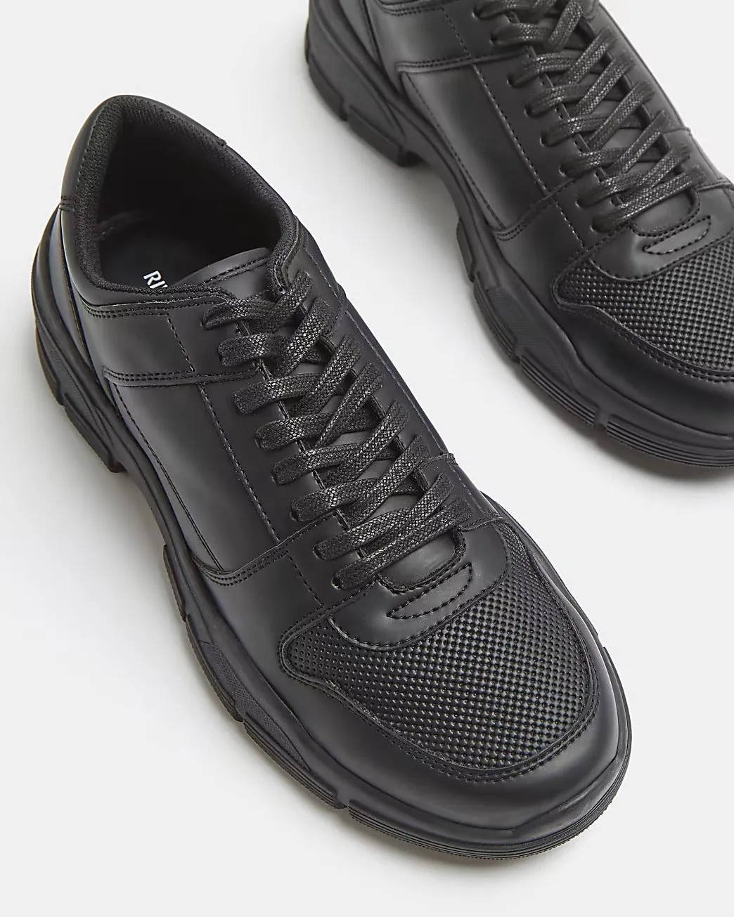 River Island Black Moulded Sole Lace Up Mens Trainers