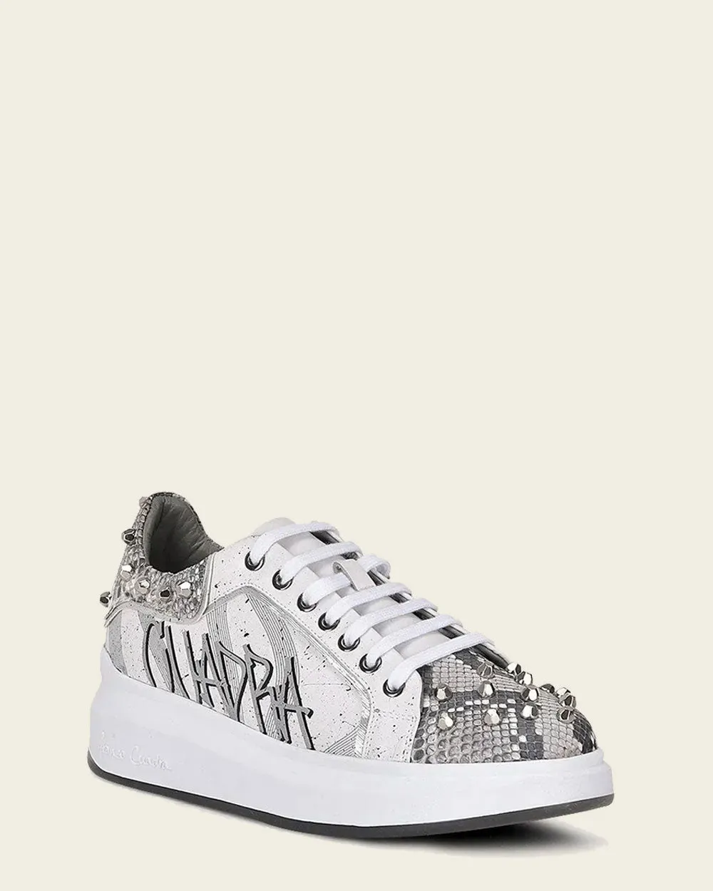 Sneakers white exotic leather