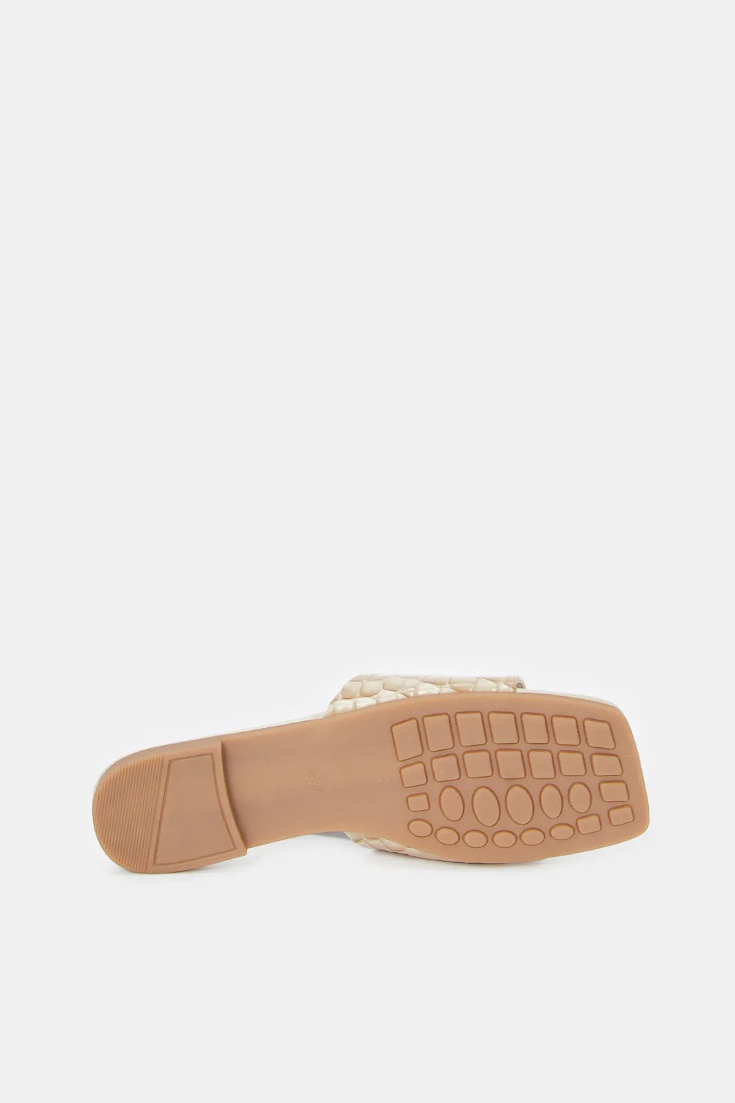 Women Beige Croc Embossed Mule