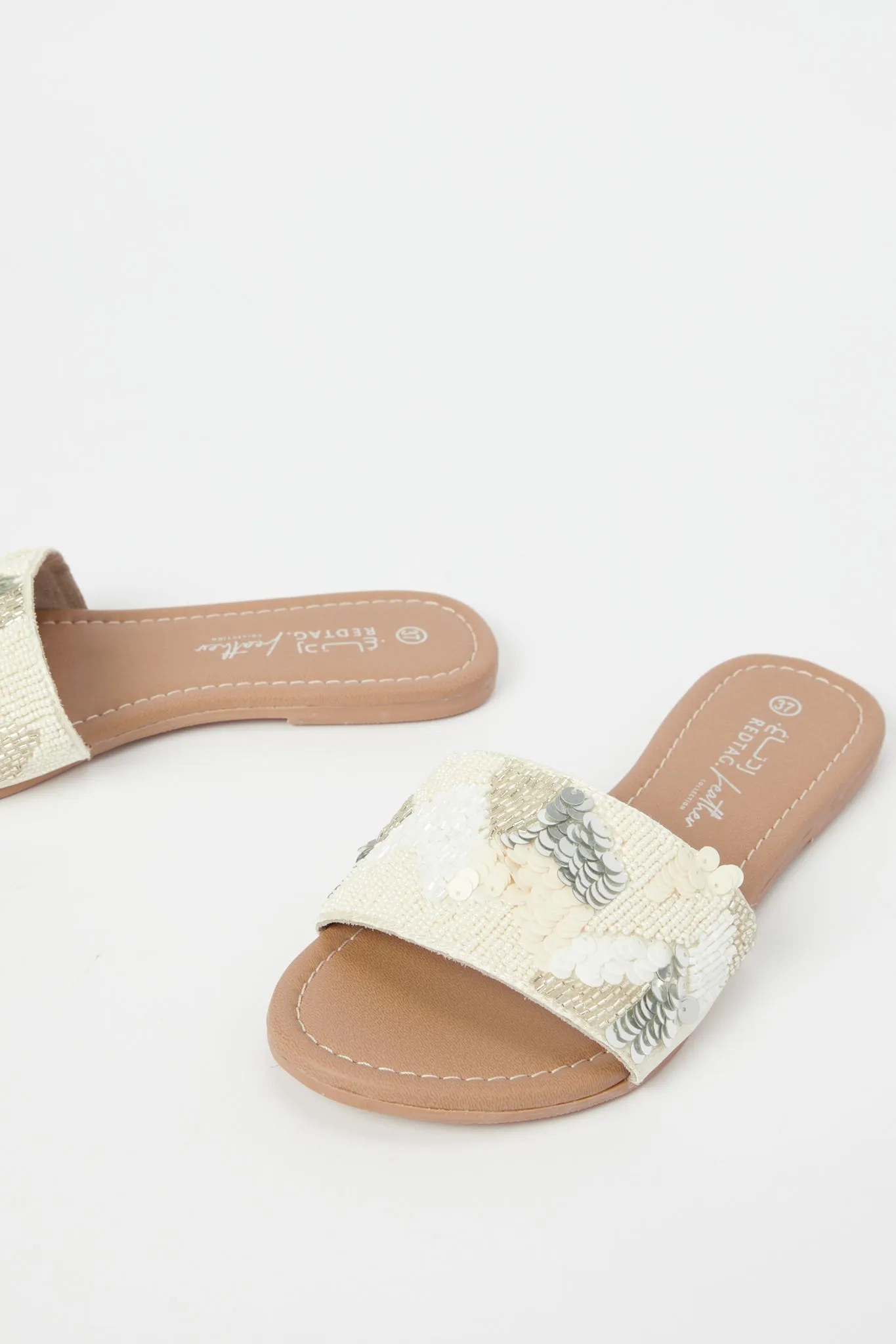 Women Ivory Sequin Mule