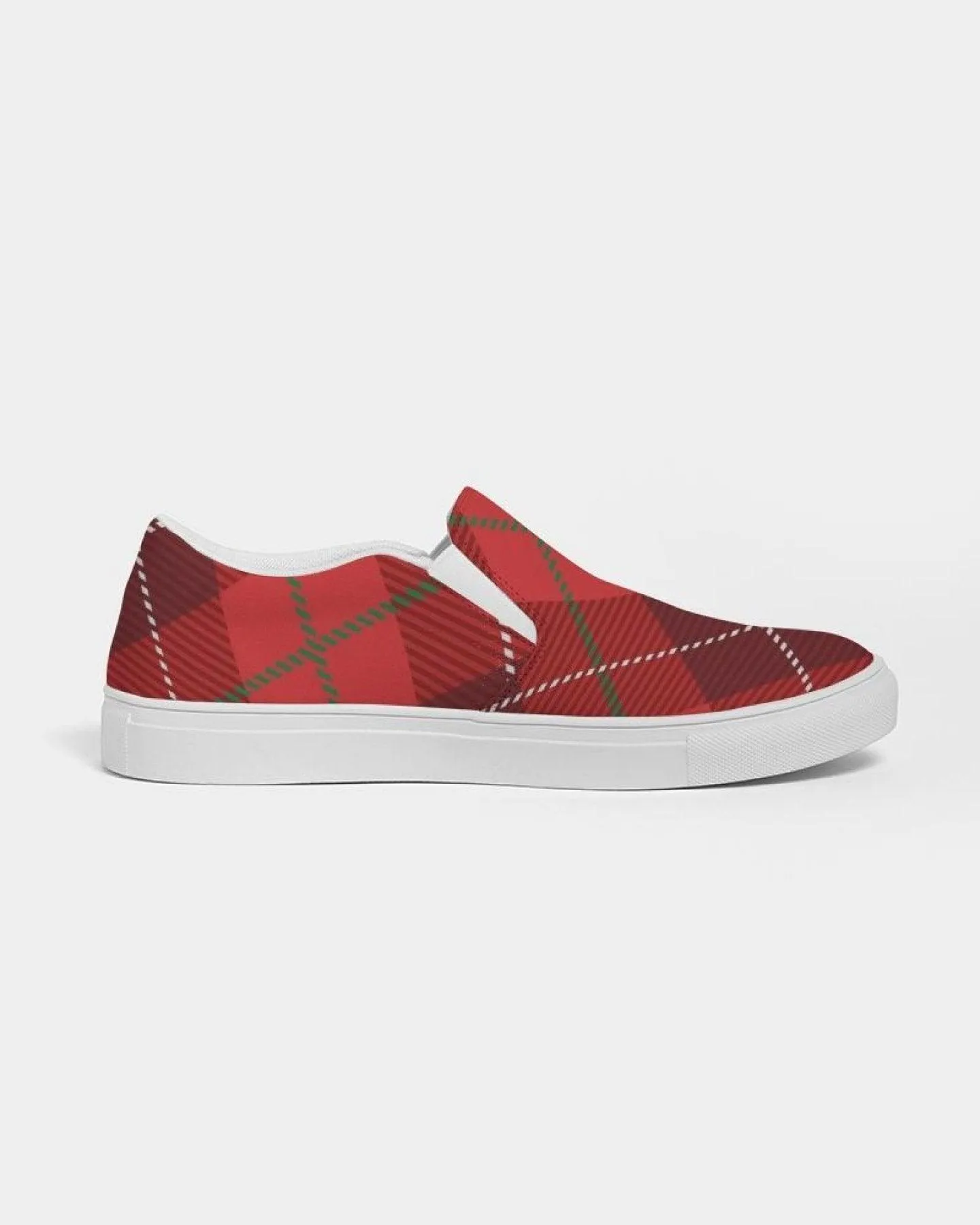 Women's Sneakers - Red Plaid Style Slip-on Canvas Sports Shoes