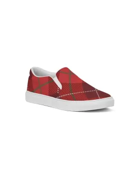 Women's Sneakers - Red Plaid Style Slip-on Canvas Sports Shoes